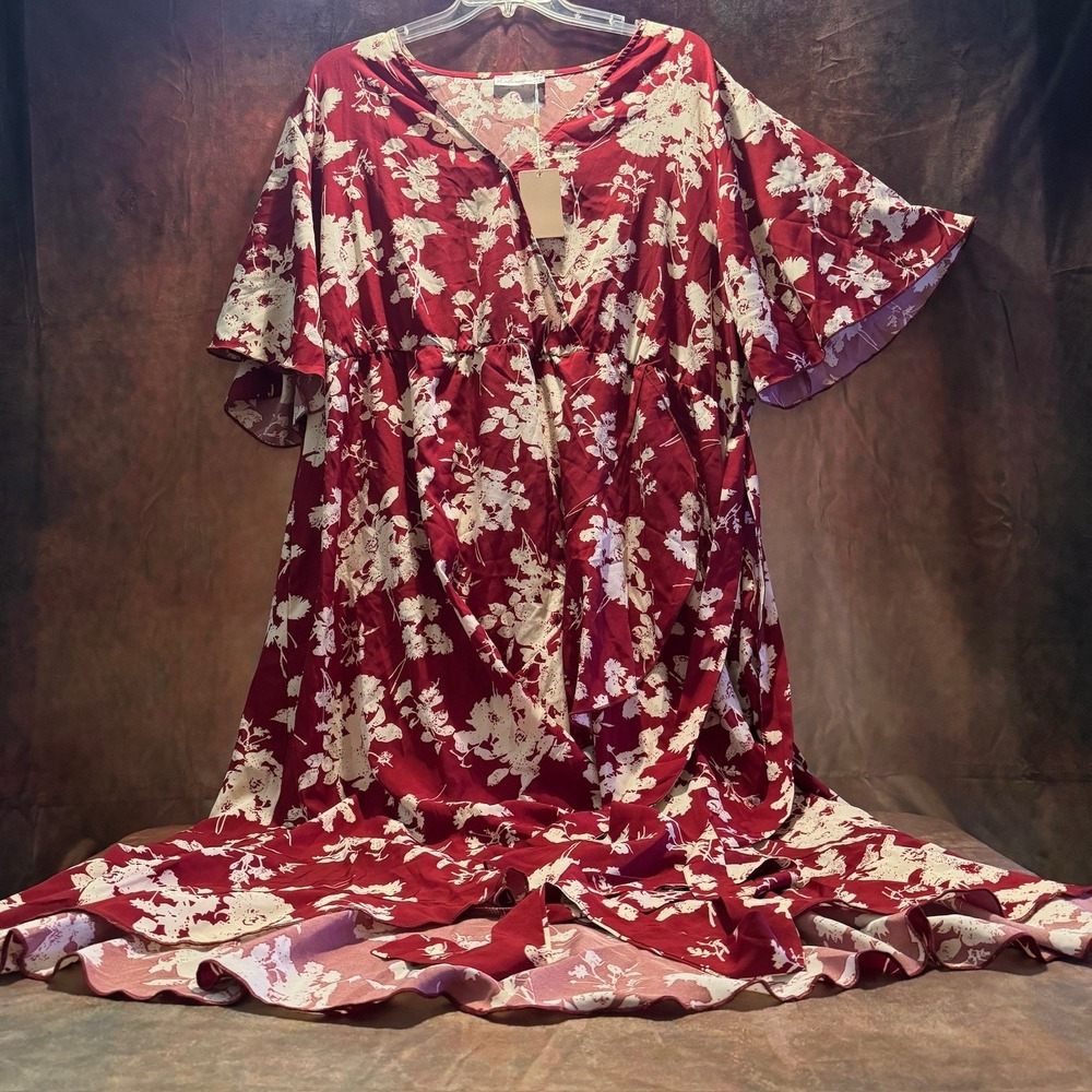 womens plus size Rust & White  Floral Wrap‎ dress Size 26. NWT